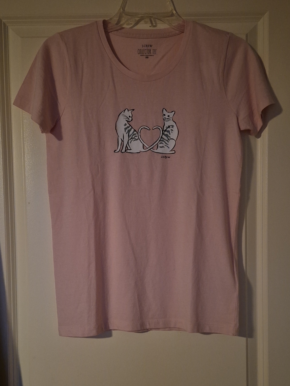 J. Crew Light Pink Cat Heart Graphic Tee NWT